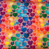 Jersey coton / élasthanne coeurs multicolors fond rose- 2213112TR