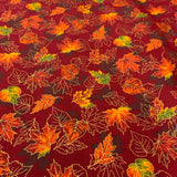 100% cotton Autumn leaves red-orange straight red background Red paprika (Autumn Bouquet)
