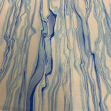 100% coton abstrait ( effet vague / marbre ) teinte de bleus et blanc   ( Wild blue )