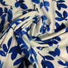 Jersey bambou Fleur bleu fond blanc - 41218