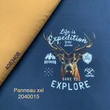 Panneau xxl ( 1 ) French terry coton élasthanne Chevreuil logo fond marine - 2040015